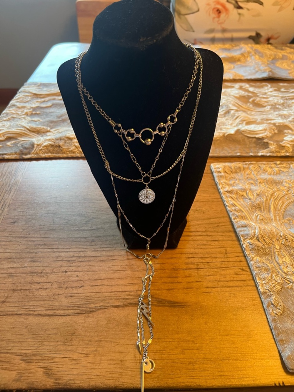 American Eagle Silver-Tone Layered Charm Necklace